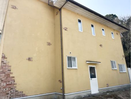 築20年の建物におけるジョリパット外壁の掃除事例。外壁診断士がコケの発生状況を正しく診断し、外壁洗浄専門店WASHERS（ウォッシャーズ）の技術で、素材の風合いを守りながら誠実なメンテナンスを行った様子を表現。