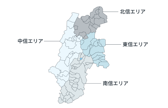 外壁洗浄専門店ウォッシャーズ長野の対応エリアマップ。外壁診断士が建物を正しく診断し、地域に密着して誠実な掃除をお届けするサービス提供範囲を紹介。