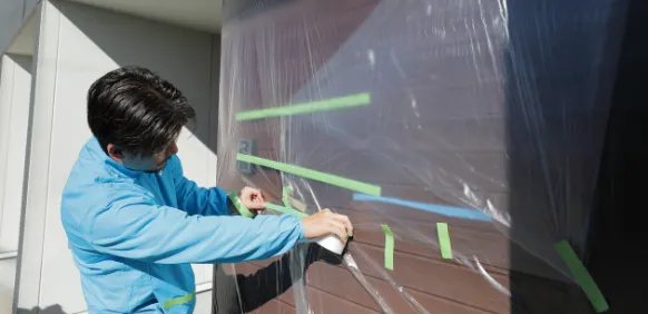 近隣挨拶・養生作業